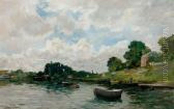 River Landscape. Oil Painting by Edmond Yvon