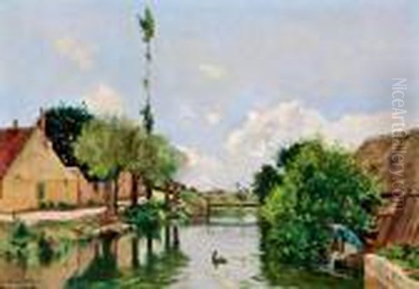 Wascherinnen Am Kanal Oil Painting by Edmond Yvon