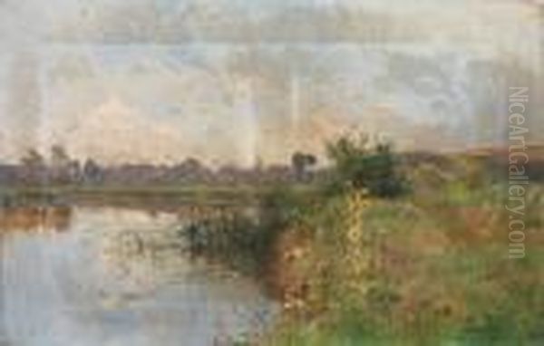 Au Bord De La Riviere Oil Painting by Edmond Yvon