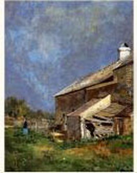 Jeune Femme Devant La Ferme Oil Painting by Edmond Yvon