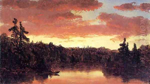 Sunset on Lake George Oil Painting by Sanford Robinson Gifford