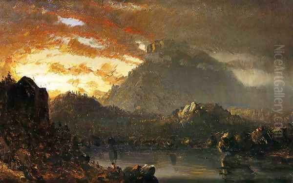 Sunset in the Wilderness with Approaching Storm (Sketch) Oil Painting by Sanford Robinson Gifford