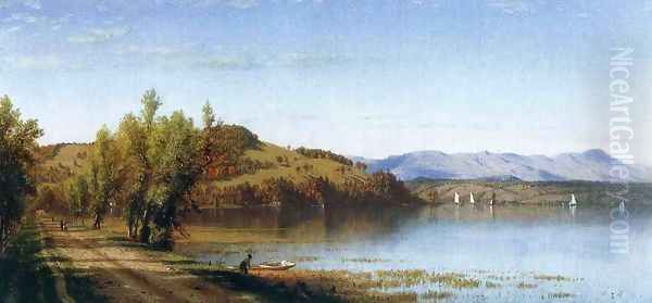 South Bay, on the Hudson, near Hudson, New York Oil Painting by Sanford Robinson Gifford