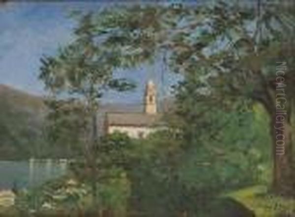 Scorcio Del Lago Oil Painting by Luigi Zago