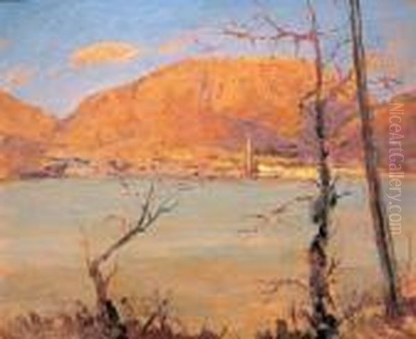 Tramonto Sul Resegone Oil Painting by Luigi Zago