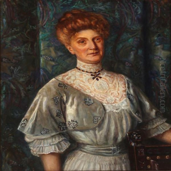 Portrait Of Ellen Salomonsen, Nee Henriques Oil Painting by Kristian Zahrtmann