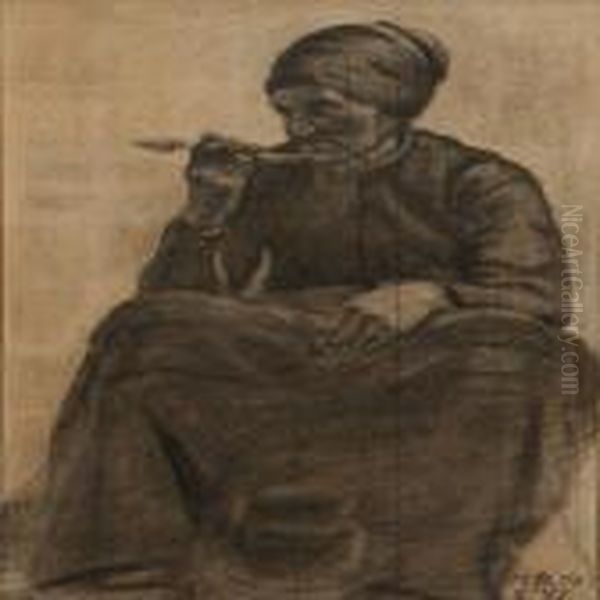 A Woman Makingherself A Bread Soup Oil Painting by Kristian Zahrtmann