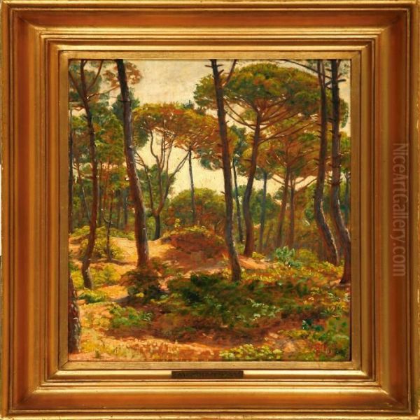 Forest Scene From Pisa, Italy Oil Painting by Kristian Zahrtmann