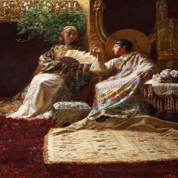 King Salomo And The Queen Of Sheba Oil Painting by Kristian Zahrtmann