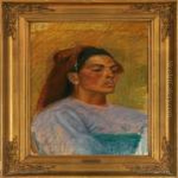 An Italian Woman Oil Painting by Kristian Zahrtmann