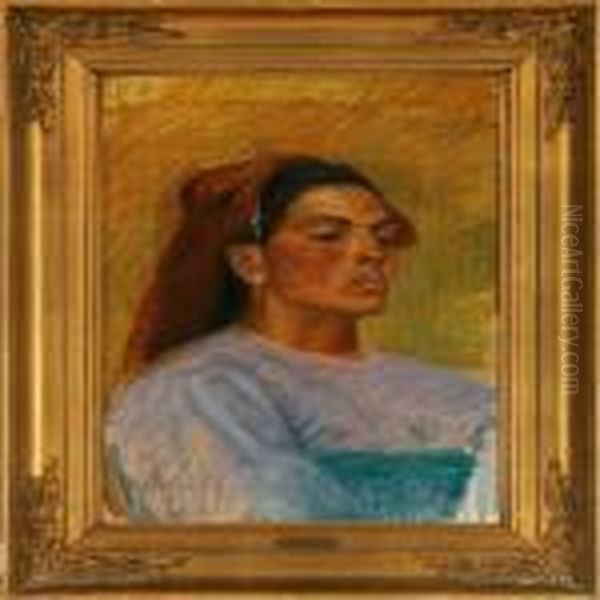 A Distinguished Italian Woman Oil Painting by Kristian Zahrtmann