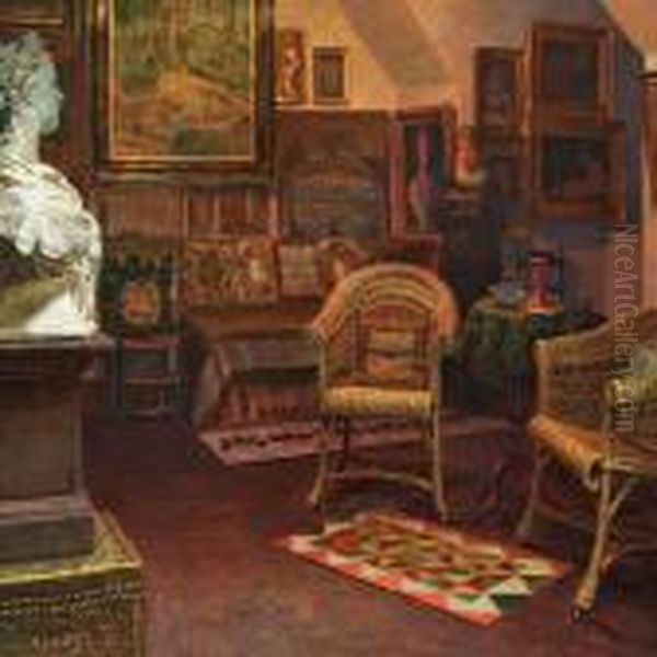 Interior From Artist's Studio Oil Painting by Kristian Zahrtmann