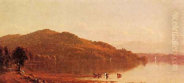 The Catskills from Hudson, N.Y. Oil Painting by Sanford Robinson Gifford