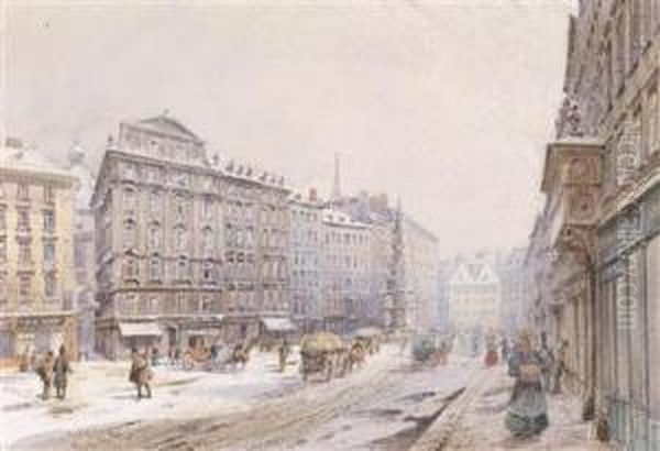 Albertplatz Oil Painting by Karl Wenzel Zajicek