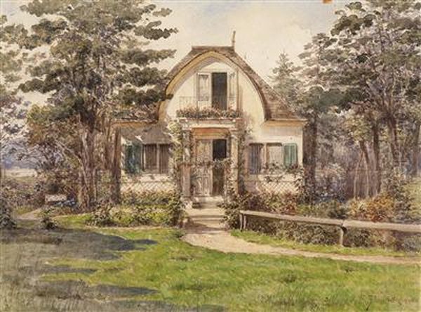 Villa In Einemgarten Oil Painting by Karl Wenzel Zajicek