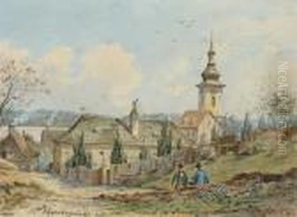 Kahlenbergerdorf Oil Painting by Karl Wenzel Zajicek