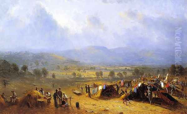 The Camp of the Seventh regiment near Frederick, Maryland Oil Painting by Sanford Robinson Gifford