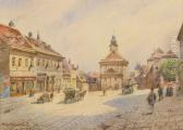 Matzleinsdorferstrase Oil Painting by Karl Wenzel Zajicek