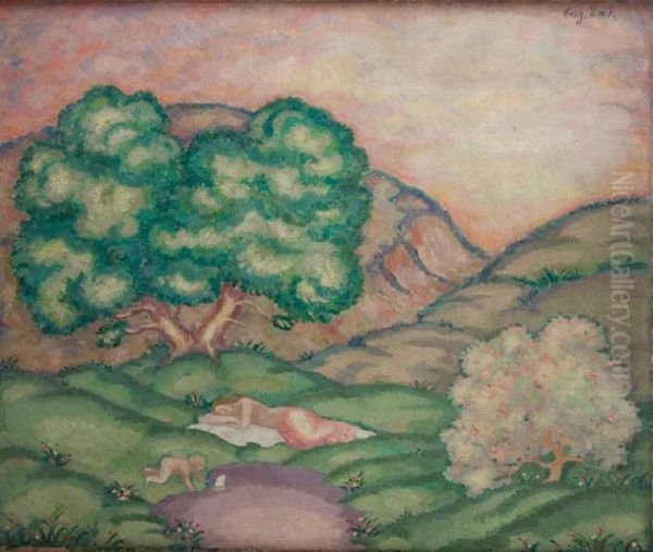 Idylla - Kobieta Z Dzieckiem W Pejzazu, 1912 / 1913 Oil Painting by Eugene Zak