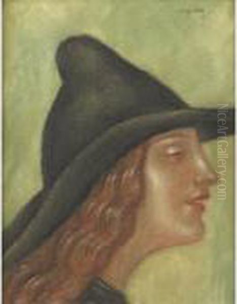 Young Woman In Profile Oil Painting by Eugene Zak