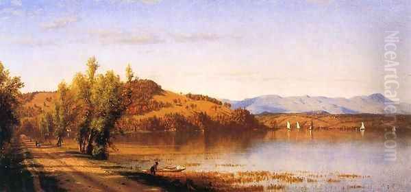 South Bay on the Hudson 1864 Oil Painting by Sanford Robinson Gifford