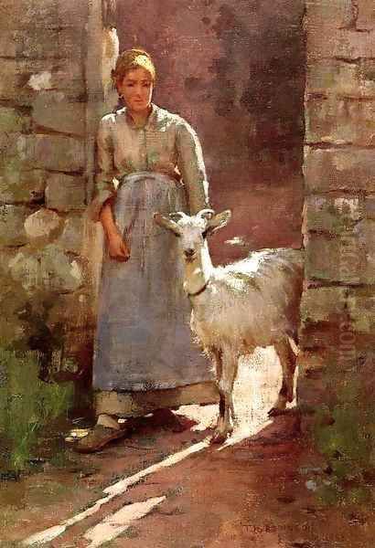 Girl with Goat 1886 Oil Painting by Sanford Robinson Gifford