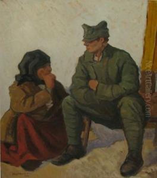 Inpermisie Oil Painting by Gheorghe Zamphiropol Dall