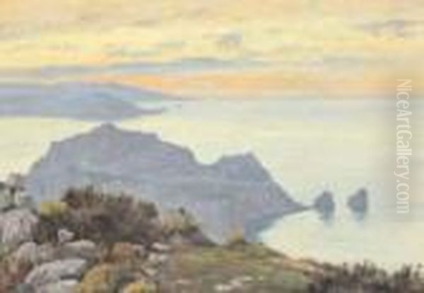 Tramonto A Capri Oil Painting by Attilio Zanchelli