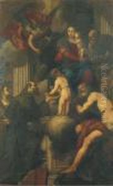 Madonna Con Bambino E Santi Oil Painting by Antonio Zanchi