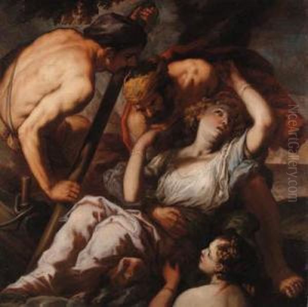 Agrippina Saved From The Shipwreck Oil Painting by Antonio Zanchi