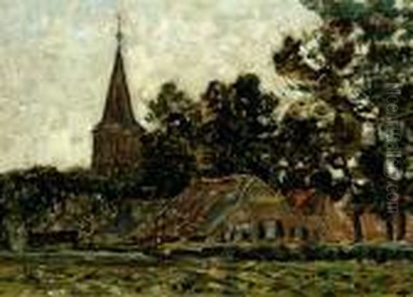 View Of The Church Of Gorsel Oil Painting by Jan Adam Zandleven