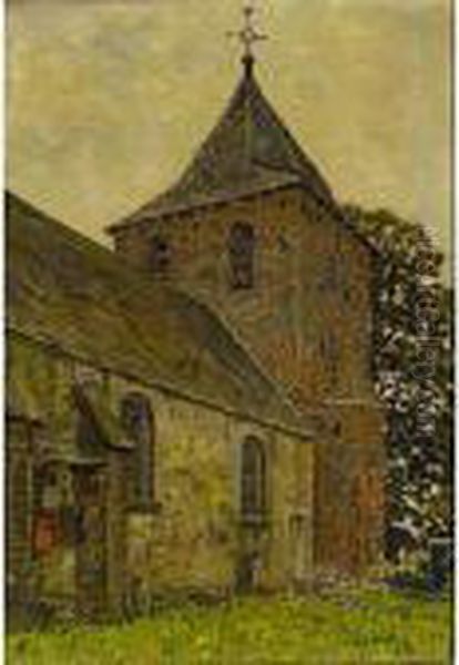 A View Of A Church, Kootwijk Oil Painting by Jan Adam Zandleven