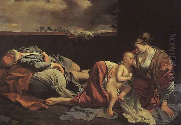 Rest on the Flight into Egypt 1628 Oil Painting by Orazio Gentileschi