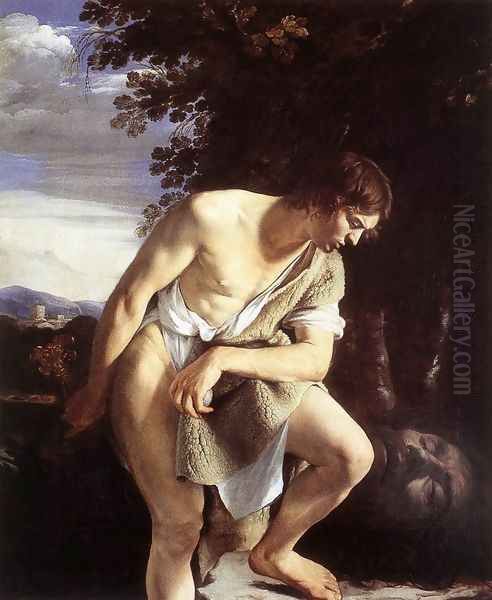 David Contemplating the Head of Goliath c. 1610 Oil Painting by Orazio Gentileschi