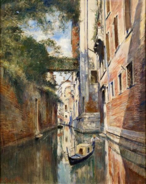 Canal A Venise Oil Painting by Vittore Zanetti Zilla