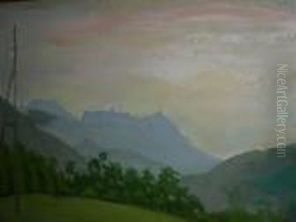 Paesaggio Montano Con Traliccio Oil Painting by Vittore Zanetti Zilla