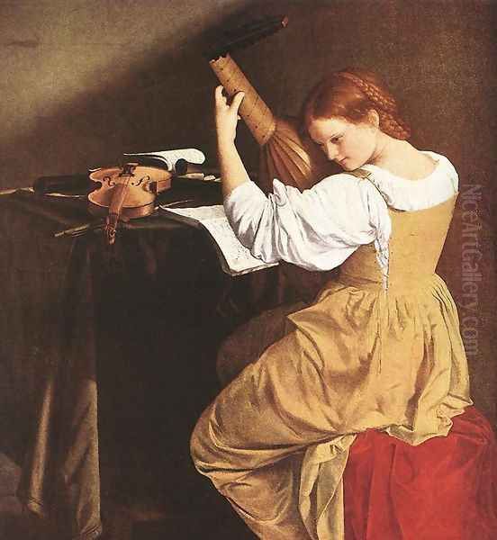 Lute Player Oil Painting by Orazio Gentileschi