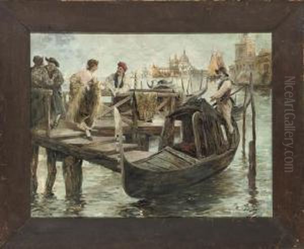 Bartering For The Lady's Custom Oil Painting by Vittore Zanetti Zilla