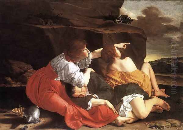 Lot and his Daughters (Lot e le figlie) Oil Painting by Orazio Gentileschi