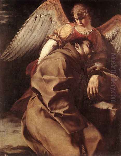 St Francis Supported by an Angel c. 1603 Oil Painting by Orazio Gentileschi