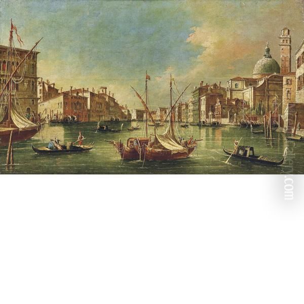 Veduta Del Canal Grande Dalla Chiesa Di San Geremia Verso Quelladegli Scalzi Oil Painting by Francesco Zanin