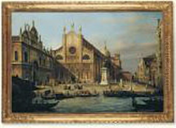 The Church Of Ss. Giovanni E Paolo, With The Colleoni Monument, Venice Oil Painting by Francesco Zanin