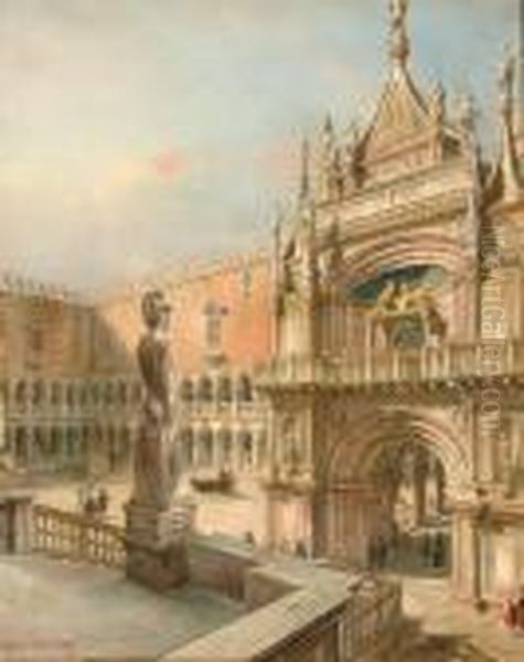 Cortile
Di Palazzo Ducale A Venezia Oil Painting by Francesco Zanin