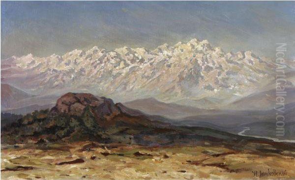 Snow-capped Mountains Oil Painting by Ilya Nikolaevich Zankovsky