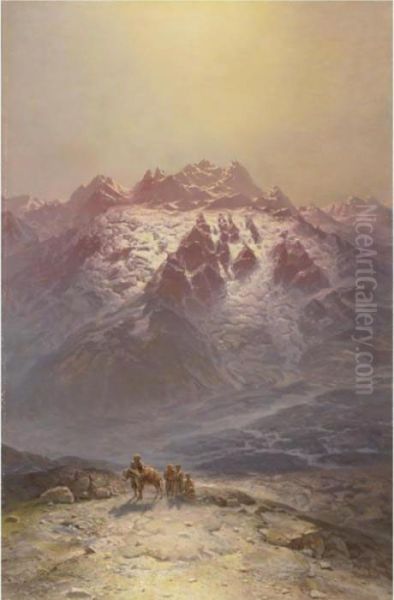 Mountain Scene Oil Painting by Ilya Nikolaevich Zankovsky