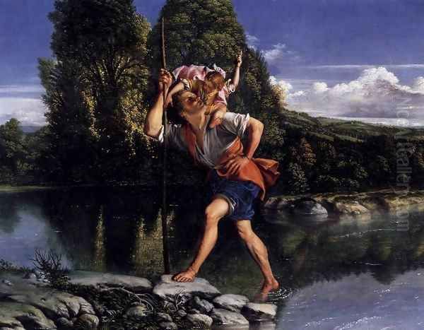 Landscape with St Christopher Oil Painting by Orazio Gentileschi