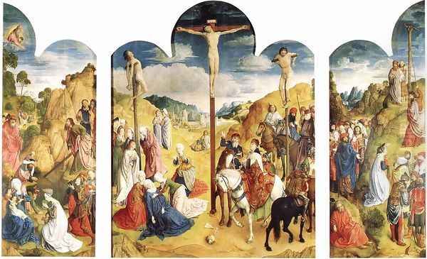 Calvary Triptych 1465-68 Oil Painting by Hugo Van Der Goes