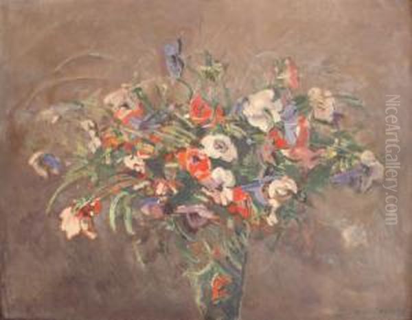 Bouquet D'anemones Oil Painting by Czeslaw Zawadzinski