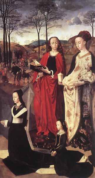 Sts. Margaret and Mary Magdalene with Maria Portinari 1476-79 Oil Painting by Hugo Van Der Goes