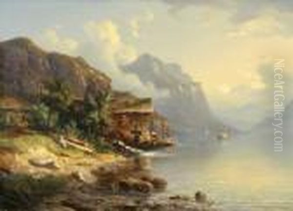 Im Fly Bei Weesen Am Walensee Oil Painting by Jakob Joseph Zelger